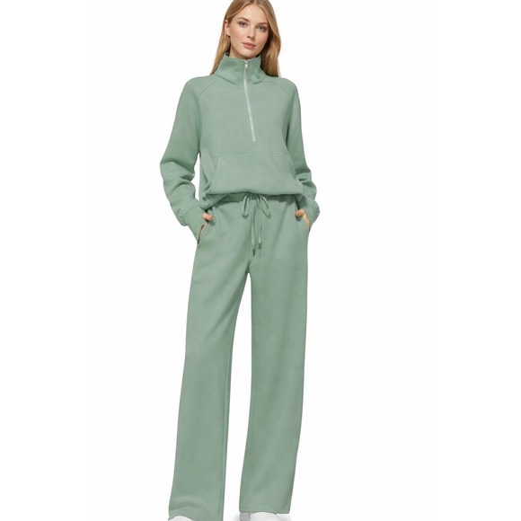 Pinbara Pants - Women's Size Small 2-Piece Athletic Set‎ 1/2 Zip Pullover & Wide Leg Pants Luxe
